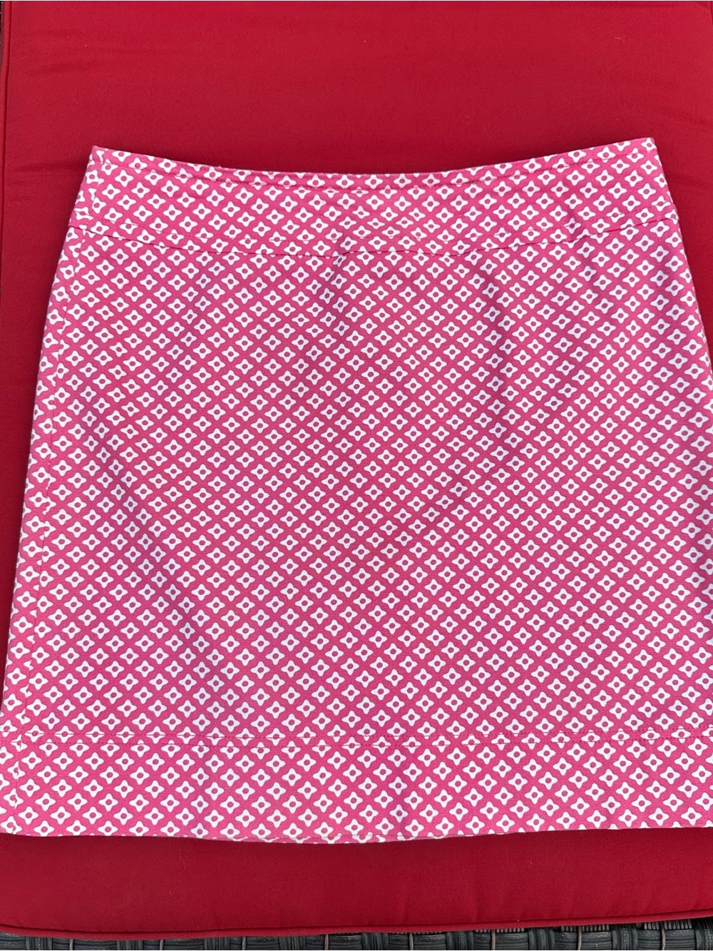 Talbots Pink and White Geometric A-Line Skirt